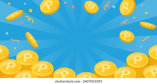 Point coin and sunburst background image blue (2:1)