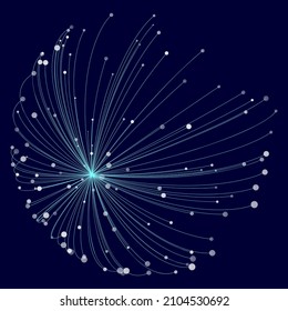 Point and curve constructed the sphere wire frame, technological abstract illustration.