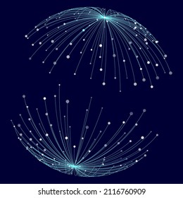 Point and curve constructed the sphere wire frame, technological abstract illustration.