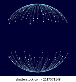 Point And Curve Constructed The Sphere Wire Frame, Technological Abstract Illustration.