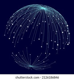 Point and curve constructed the sphere wire frame, technological abstract illustration.