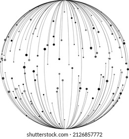 Point and curve constructed the sphere wire frame, technological abstract illustration.