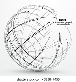 Point and curve constructed the sphere wire frame, technological sense abstract illustration.