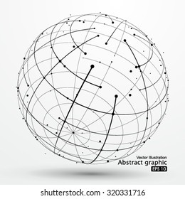 Point and curve constructed the sphere wireframe, technological sense abstract illustration.