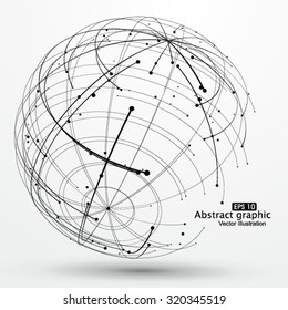 Point and curve constructed the sphere wireframe, technological sense abstract illustration.