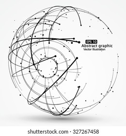 Point and curve constructed the sphere wireframe, technological sense abstract illustration.