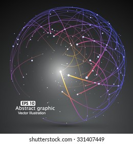 Point and curve constructed the sphere wireframe, technological sense abstract illustration.