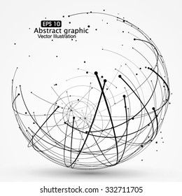 Point and curve constructed the sphere wireframe, technological sense abstract illustration.