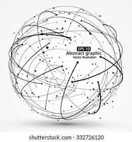 Point and curve constructed the sphere wireframe, technological sense abstract illustration.