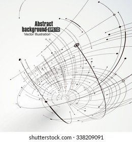 Point and curve constructed the sphere wireframe, technological sense abstract illustration.