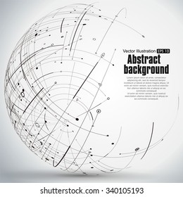 Point and curve constructed the sphere wireframe, technological sense abstract illustration.