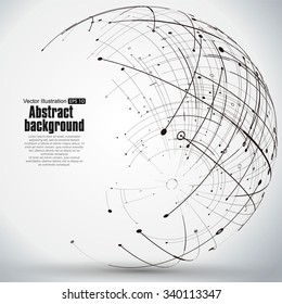 Point and curve constructed the sphere wireframe, technological sense abstract illustration.