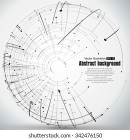 Point and curve constructed the sphere wireframe, technological sense abstract illustration.