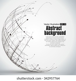 Point and curve constructed the sphere wireframe, technological sense abstract illustration.