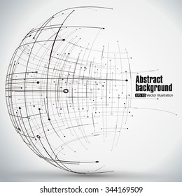 Point and curve constructed the sphere wireframe, technological sense abstract illustration.