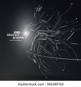 Point and curve constructed the sphere wireframe, technological sense abstract illustration.