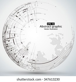 Point and curve constructed the sphere wireframe, technological sense abstract illustration.