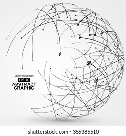 Point and curve constructed the sphere wireframe, technological sense abstract illustration.