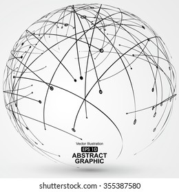 Point and curve constructed the sphere wireframe, technological sense abstract illustration.
