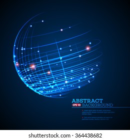 Point and curve constructed the sphere wireframe, technological sense abstract background. Vector illustration EPS10