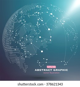 Point and curve constructed the sphere wireframe, technological sense abstract illustration.