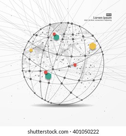 Point and curve constructed the sphere wireframe