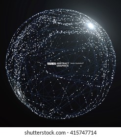 Point and curve constructed the sphere wireframe, technological sense abstract illustration.