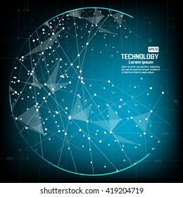 Point and curve constructed the sphere wireframe