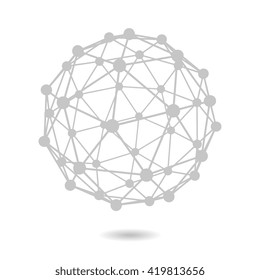 Point and curve constructed the sphere wireframe, technological sense abstract illustration.