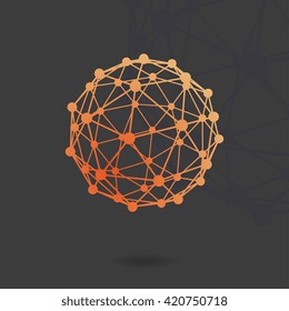 Point and curve constructed the sphere wireframe, technological sense abstract illustration.