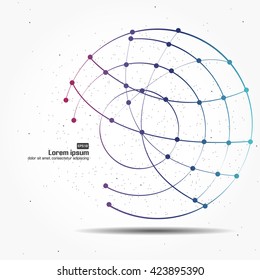 Point and curve constructed the sphere wireframe