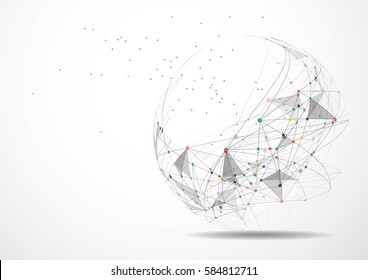 Punkt und Kurve konstruierten den Kugel-Wireframe, abstrakte Illustration des technologischen Sinnes