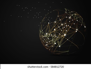 Point and curve constructed the sphere wireframe, technological sense abstract illustration