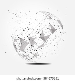 Point and curve constructed the sphere wireframe, technological sense abstract illustration