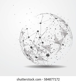 Point and curve constructed the sphere wireframe, technological sense abstract illustration