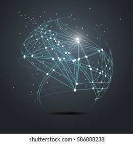 Point and curve constructed the sphere wireframe, technological sense abstract illustration