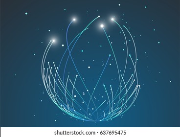 Point and curve constructed the sphere wireframe, technological sense abstract illustration.