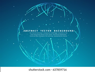 Punto y curva construyó la esfera de alambre-marco, sentido tecnológico ilustración abstracta.
