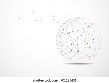 Point and curve constructed the sphere wireframe, technological sense abstract illustration