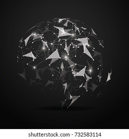 Point and curve constructed the sphere wireframe, technological sense abstract illustration