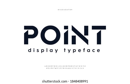 Point Display Type. Modern futuristic alphabet typeface. A to z typography letter. Vector illustration word.