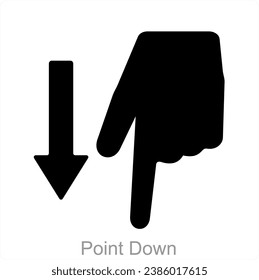 Point Down and way icon concept