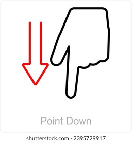Apuntar hacia abajo y el concepto de icono de la manera