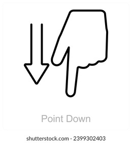 Point Down and way icon concept