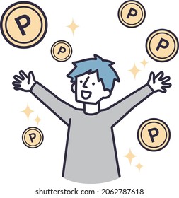 Point Earning Male Simple Illustration