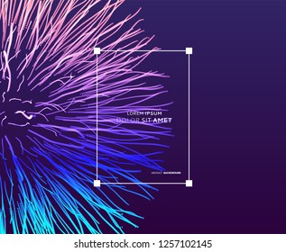 Point explode. Array with dynamic emitted particles. 3d technology style. Abstract background. Vector illustration.
