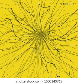 Explosão de ponto. Matriz com partículas emitidas dinâmicas. estilo de tecnologia 3d. Resumo. Ilustração vetorial.