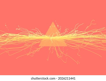 Point explode. Array with dynamic emitted particles. 3d technology style. Abstract background. Vector illustration.