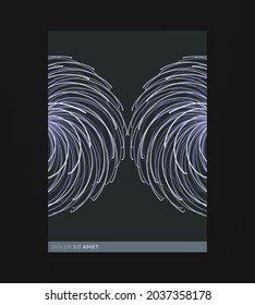 Point explode. Array with dynamic emitted particles. 3d technology style. Abstract background. Vector illustration.