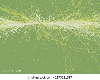 Point explode. Array with dynamic emitted particles. 3d technology style. Abstract background. Vector illustration.